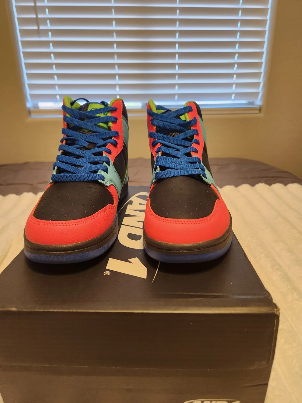 AND1 High-Top Sneakers in Teal, Coral & Lime